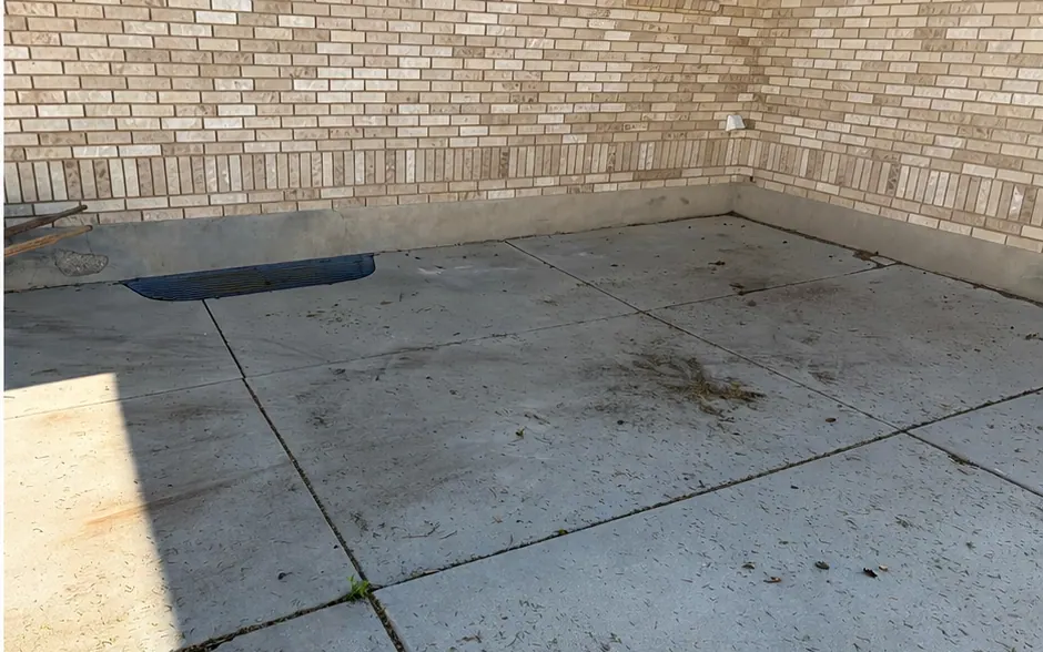 After: the same concrete pad, bare