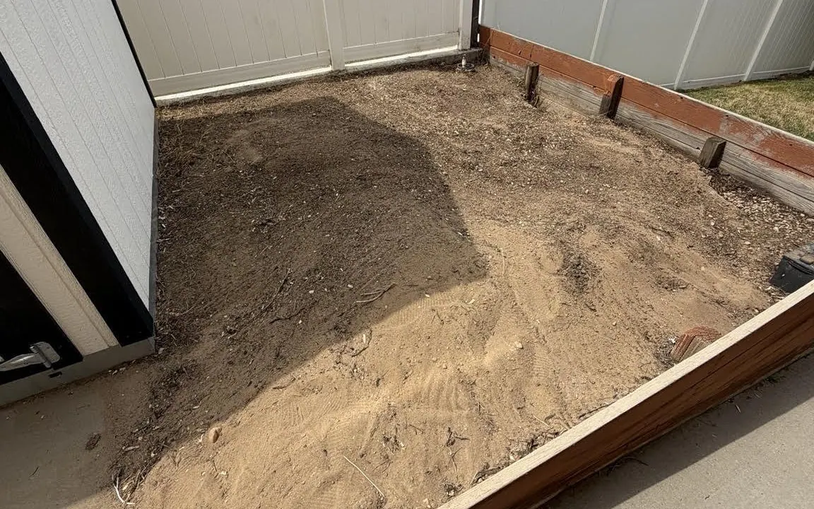 After: the same bed, cleared to soil
